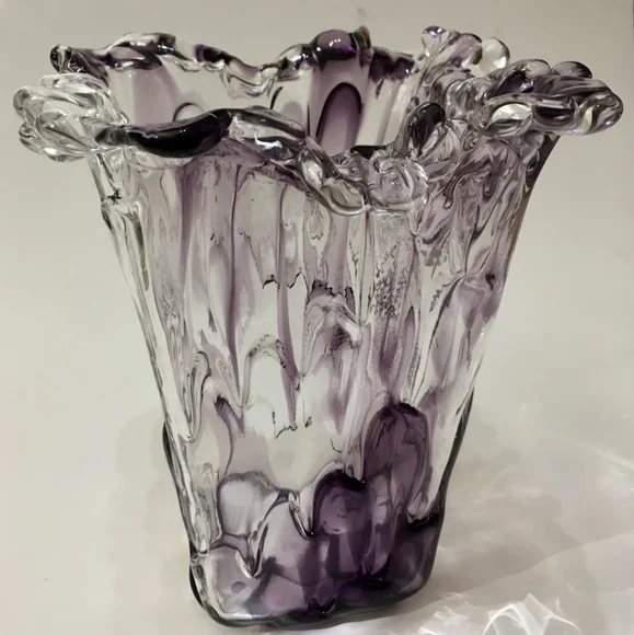 RARE signed Adam Jablonski Orignal. Amethyst colored crystal vase. - Picture 8 of 8